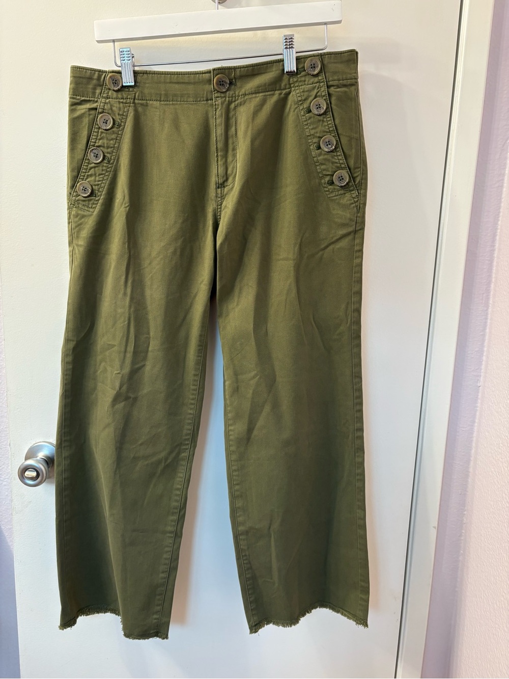 Sanctuary Olive Green Button-Accent Wide Leg Pants